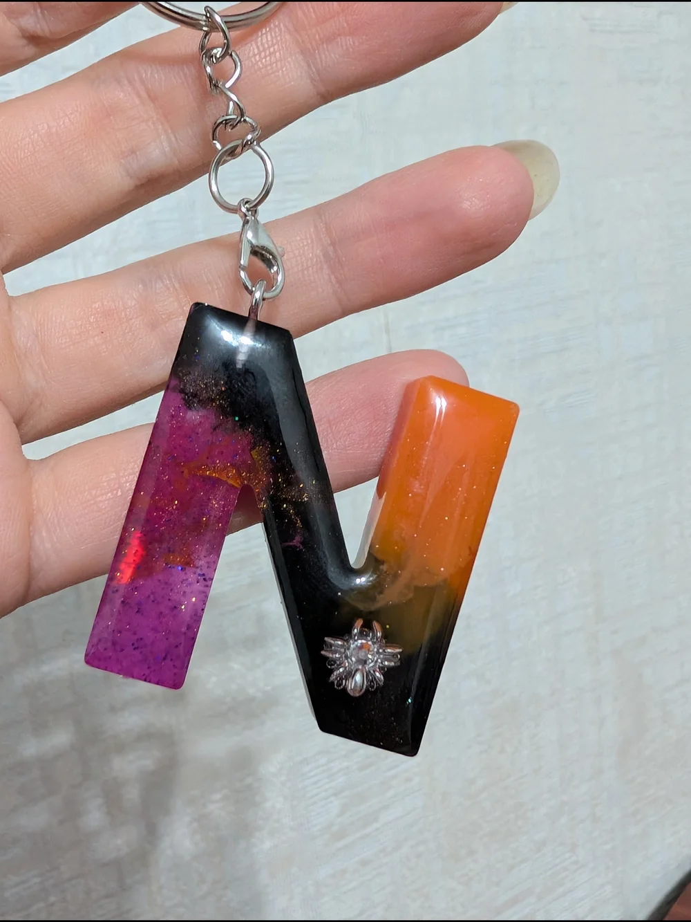Handmade 'N' Resin Keychain Pendant .. Halloween Style.